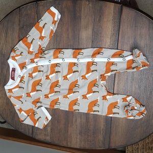 Milkbarn NWOT Orange Fox Organic Cotton Footed Romper Sz 0-3M
